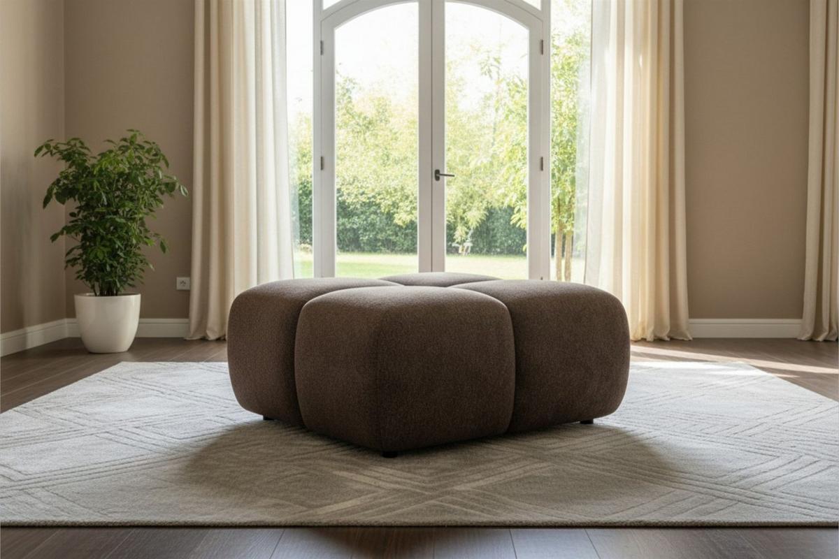 SOFASET Vega 3-2 Inkl. Hocker - Dunkelbraun, Holzwerkstoff/Textil (250/77/103cm) - Fun Möbel