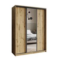SCHWEBETÜRENSCHRANK TAVI 150/205/60 cm 3-türig mit Spiegel Eiche Artisan - Eiche Artisan, Holzwerkstoff (150/205/60cm) - MASSENO