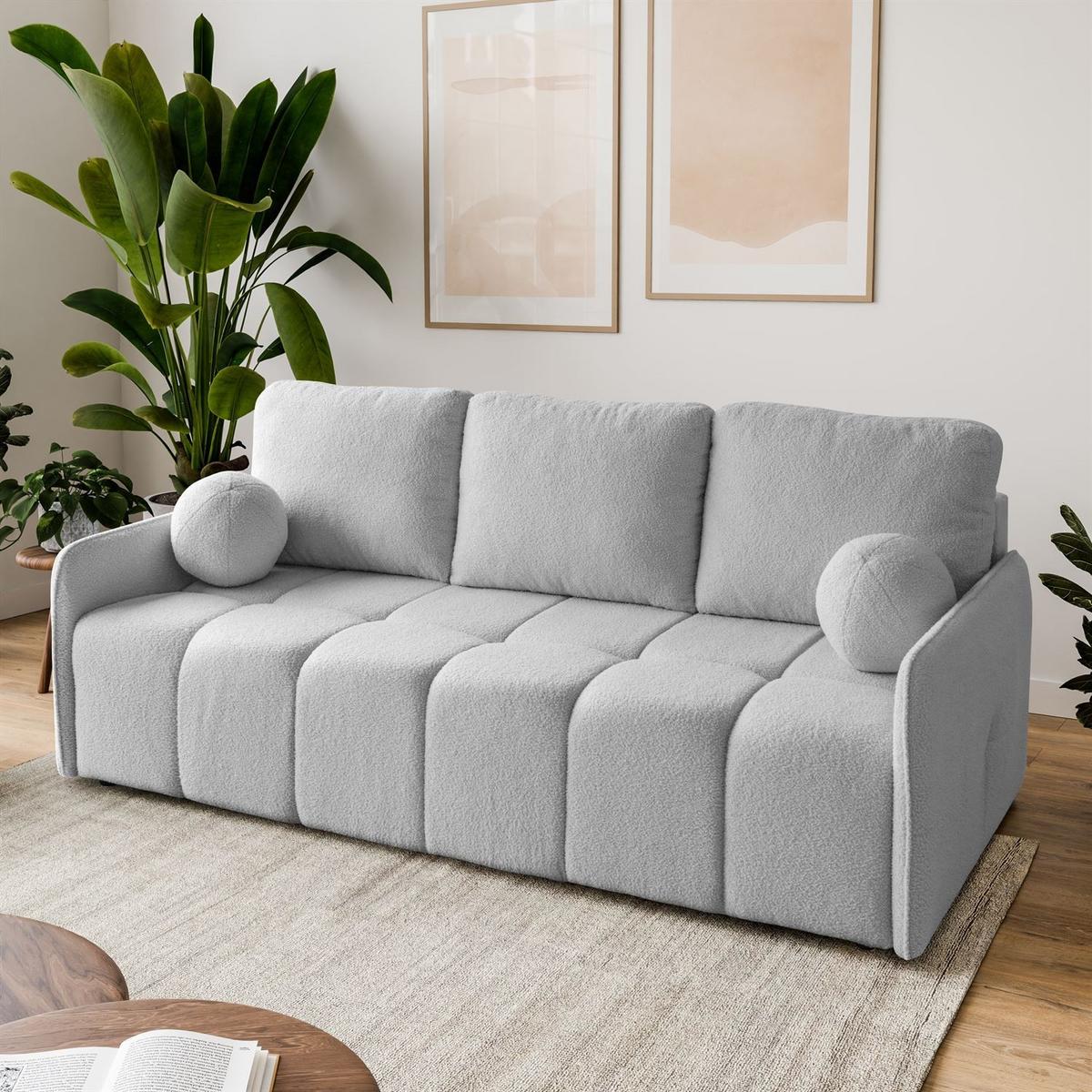 SCHLAFSOFA Morena, zweisitzig, mit Schlaffunktion, Quelle 83 - Hellgrau, Textil (207/90/90cm) - Lookway