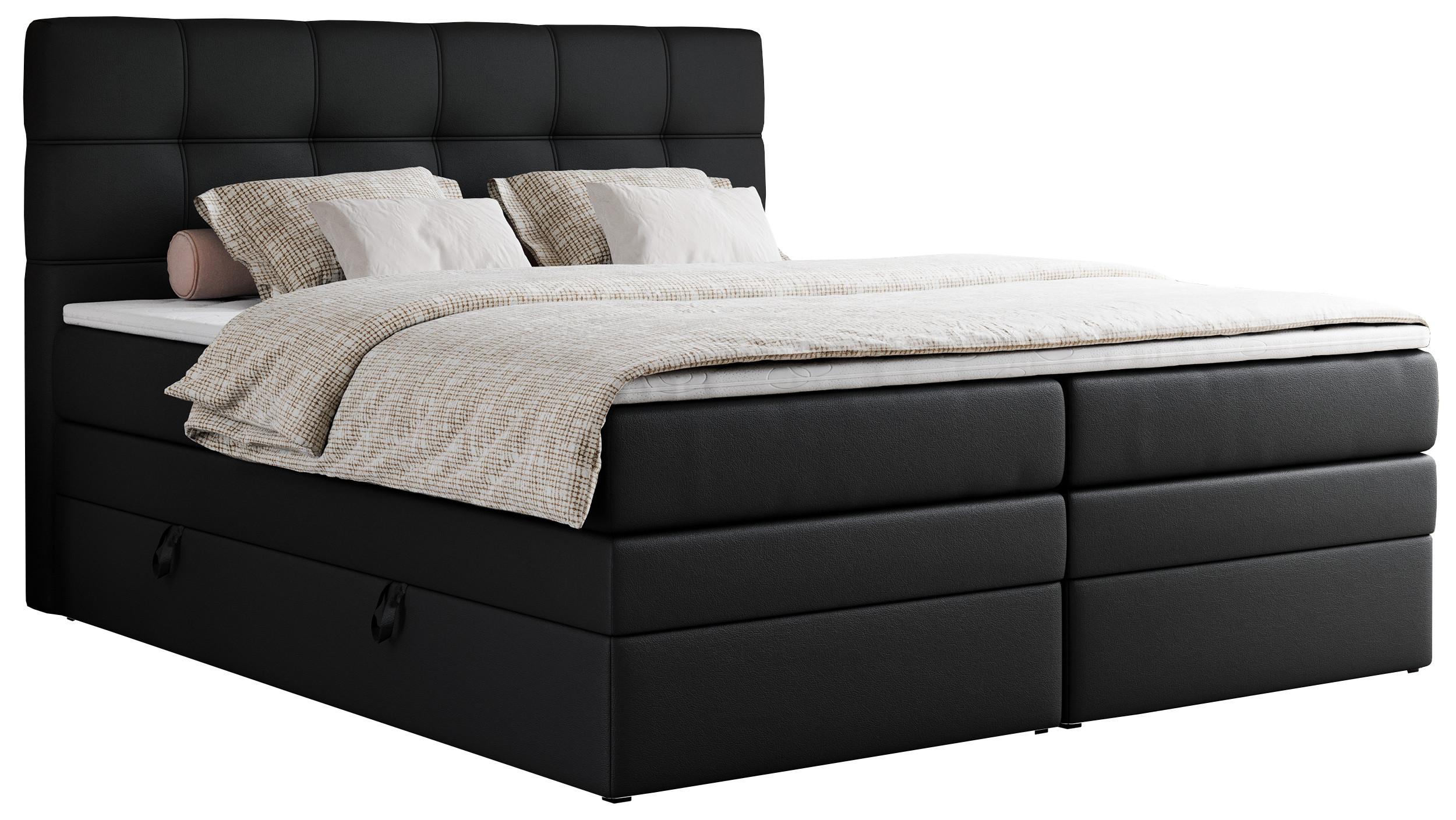 BOXSPRINGBETT ERNI KING 140/200 Schwarz Kunstleder - H4 - Schwarz, Holz/Textil (140/200cm) - MKS
