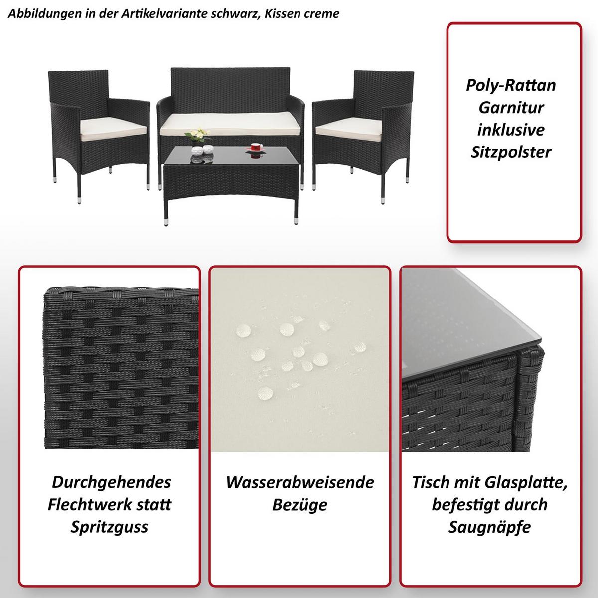 POLY-RATTAN GARNITUR Braun, Anthrazit - Anthrazit/Braun, Kunststoff - MCW