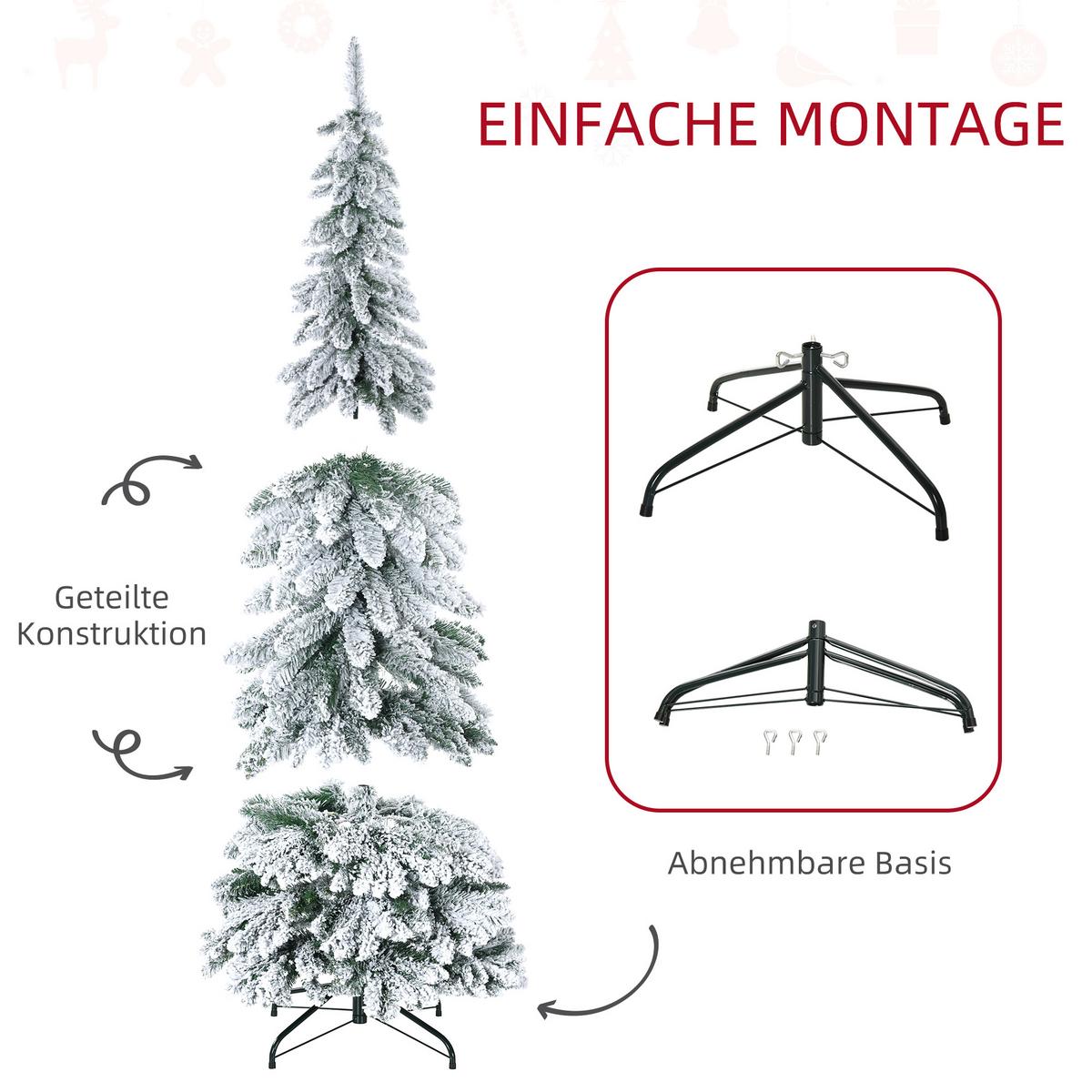 KÜNSTLICHER Weihnachtsbaum 180 cm Kunst Tannenbaum mit Kunstschnee, Indoor - Grün, Kunststoff (180cm) - HOMCOM