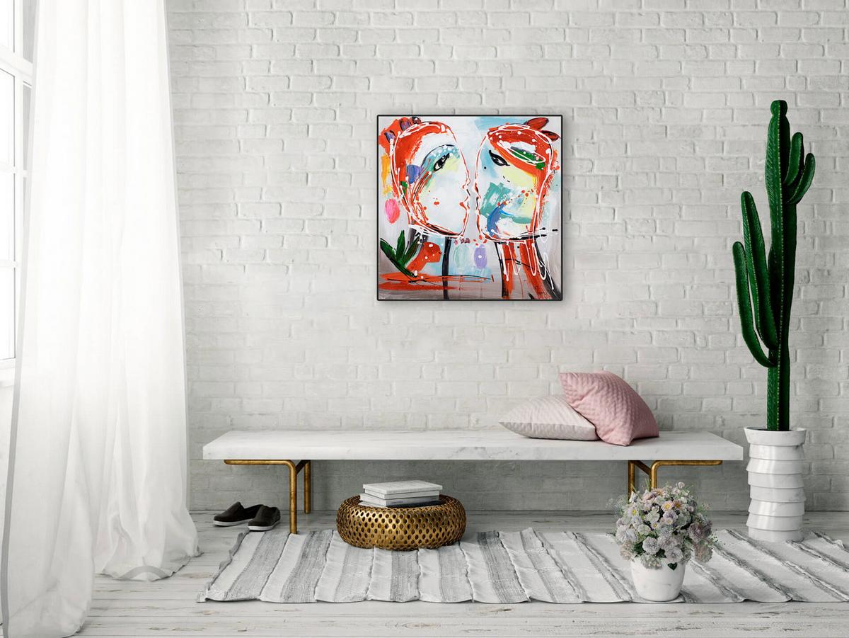 ÖLGEMÄLDE 60/60 cm - Multicolor/Orange, Holz/Textil (60/60cm) - KUNSTLOFT
