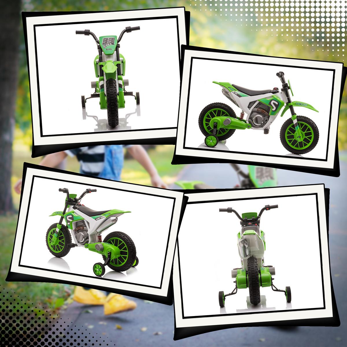 ELEKTROMOTORRAD Kindermotorrad Kinderfahrzeug Elektrofahrzeug Grün+Weiß - Grün, Kunststoff (106.5/51.5/68cm) - HOMCOM