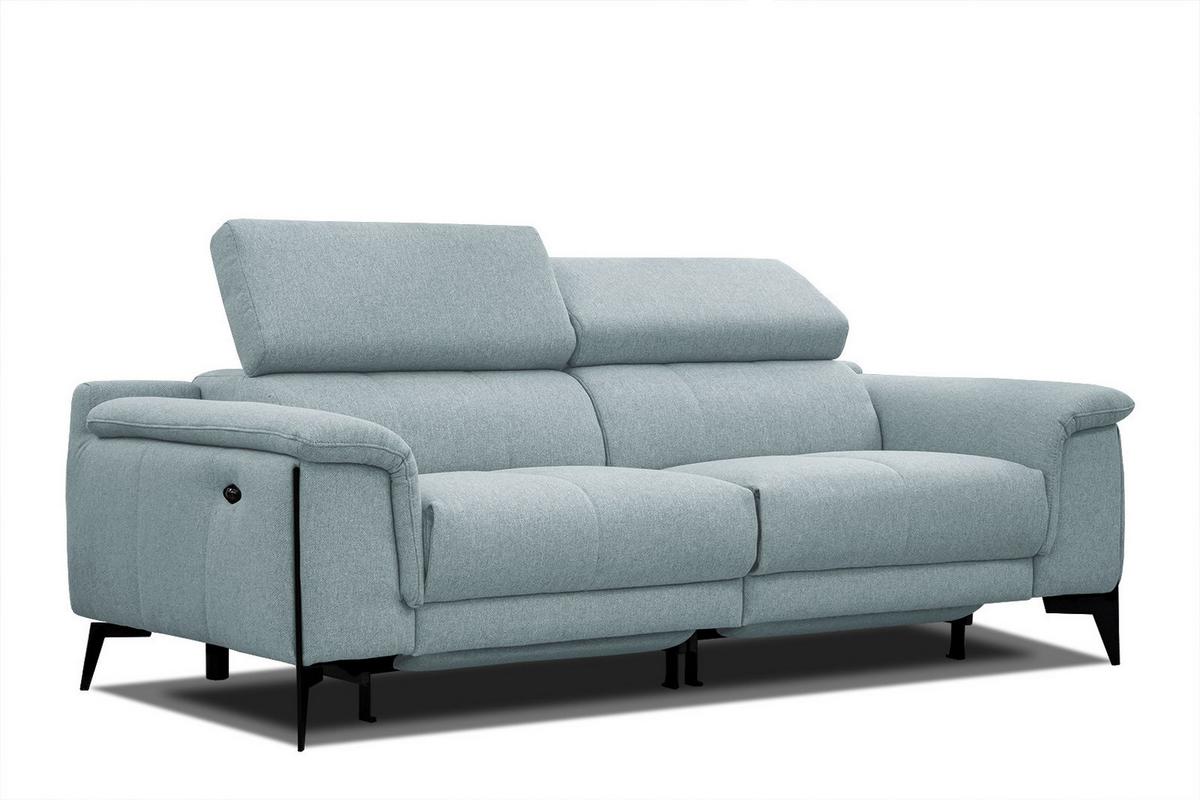 RELAXSOFA MATERA 3-Sitzer mit 2 Relaxfunktionen, mint - Schwarz/Mintgrün, Holzwerkstoff/Textil (212/82/103cm) - Wozimo
