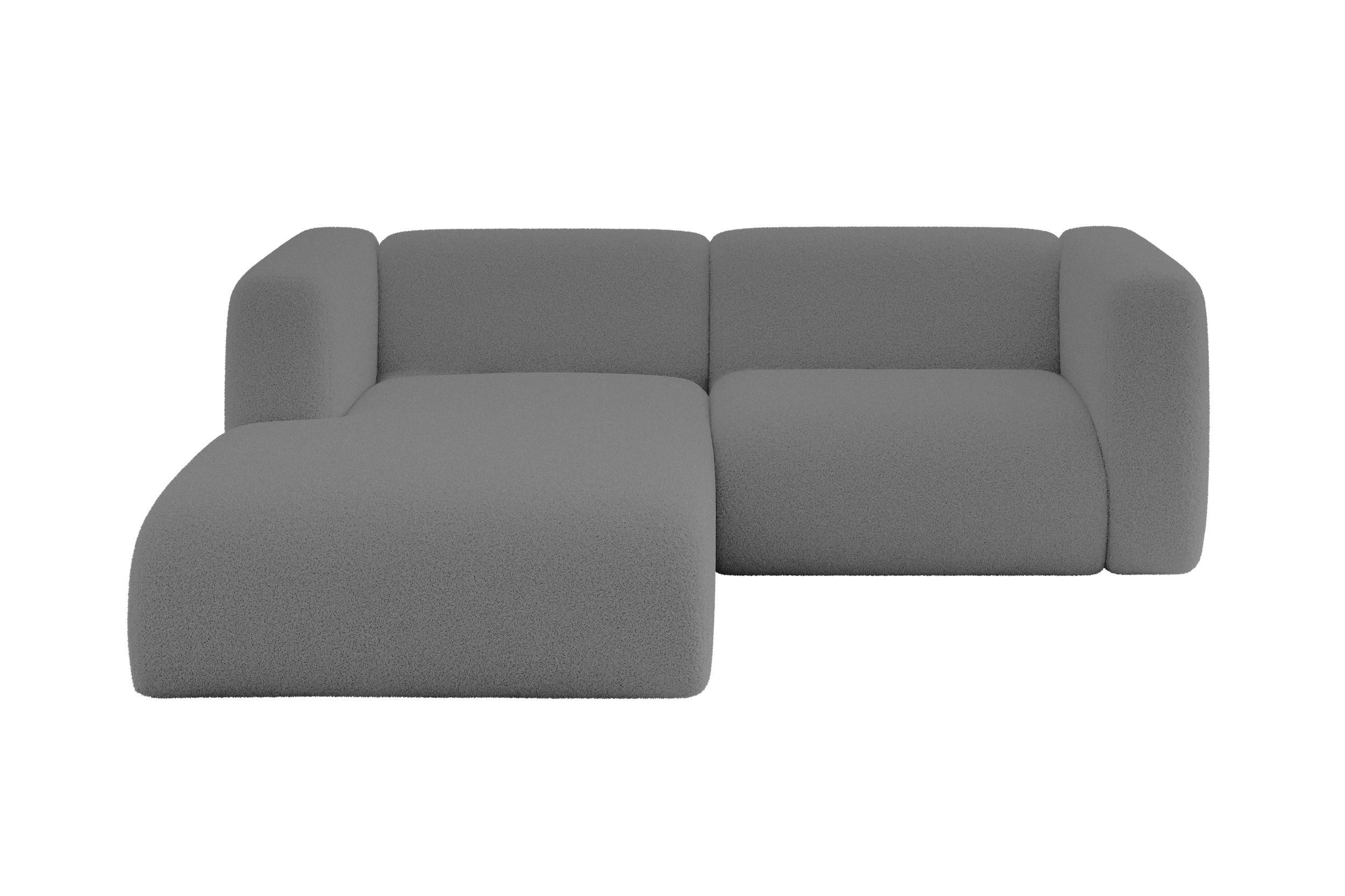 ECKSOFA Ottomane Links MIRA-L1 227x179x89 Grau Bouclé - Platinfarben/Schwarz, Holzwerkstoff/Kunststoff (227/179cm) - ALTDECOR