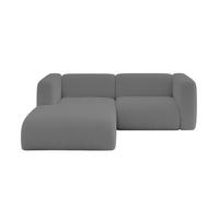 ECKSOFA Ottomane Links MIRA-L1 227x179x89 Grau Bouclé - Platinfarben/Schwarz, Holzwerkstoff/Kunststoff (227/179cm) - ALTDECOR