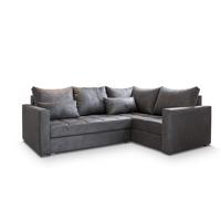 ECKSOFA LIRENO R-S Grau Plüsch-Stoff mit Schlaffunktion - Grau, Holz/Kunststoff (220/153cm) - MASSENO