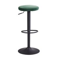 BARHOCKER Samt Höhenverstellbar Ohne Lehne Drehbar Metallgestell, Grün 40x40x79 cm - Schwarz/Grün, Textil/Metall (40/79/40cm) - KADIMA DESIGN