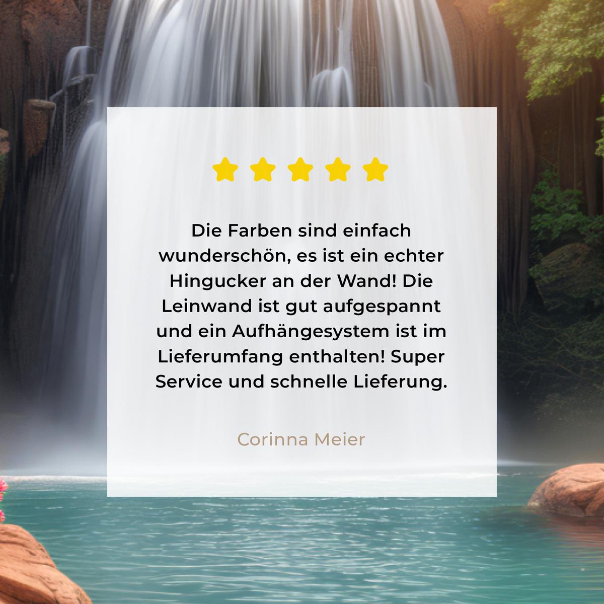 LEINWANDBILD Wasserfall - Natur - Pflanzen - Dschungel - Wasser Wanddeko 90x60 cm - Grün, Textil (90/60cm) - MuchoWow