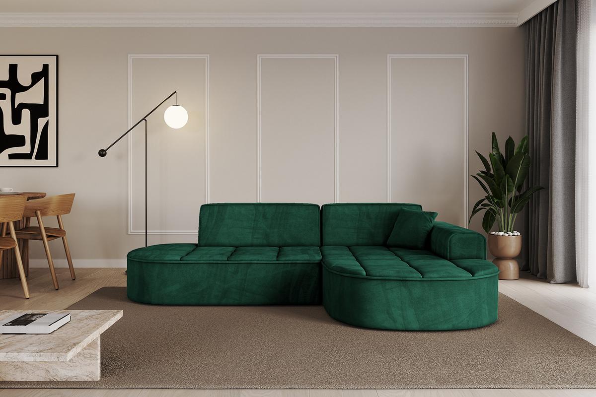 ECKSOFA Ottomane Rechts TARO-L1 - 243x171x79,5 cm Dunkelgrün - Grün, Holzwerkstoff/Textil (243/171cm) - ALTDECOR