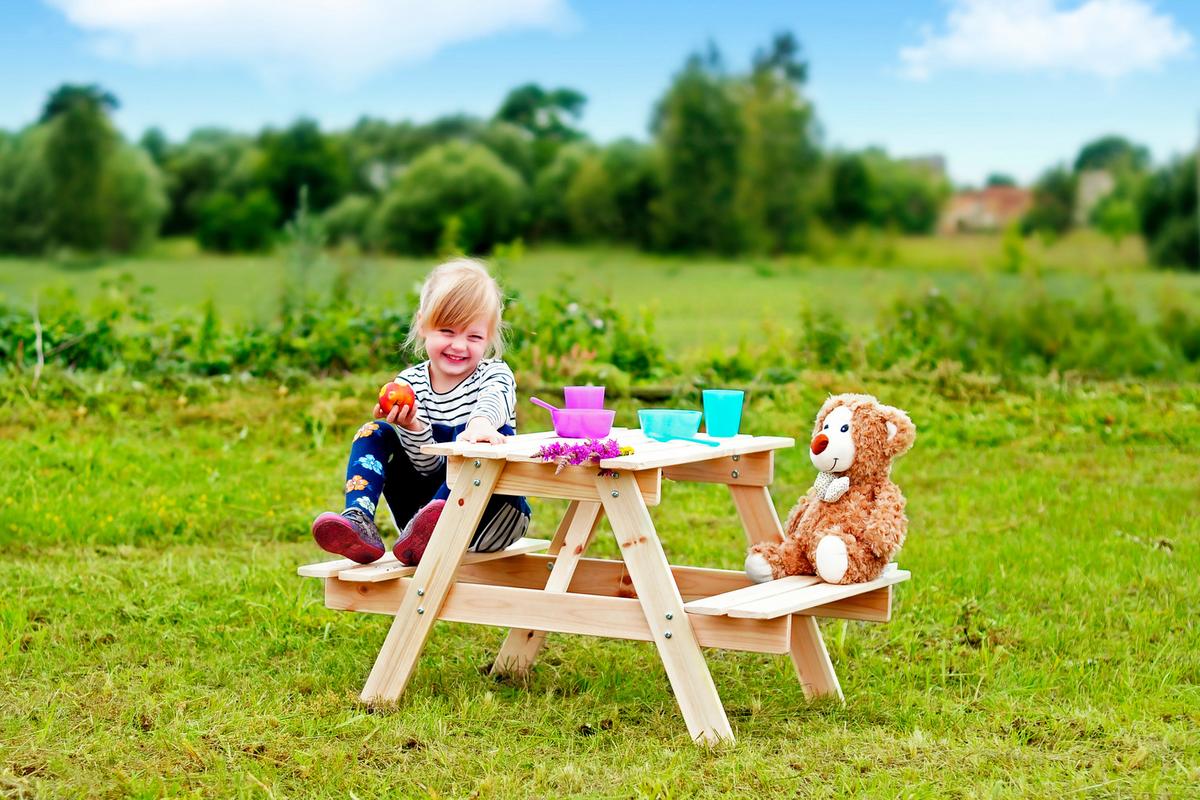 KINDERSITZGARNITUR aus naturholz - H50 x 81 x 60 cm M012-1 - Beige, Holz (60/50/81cm) - Timbela