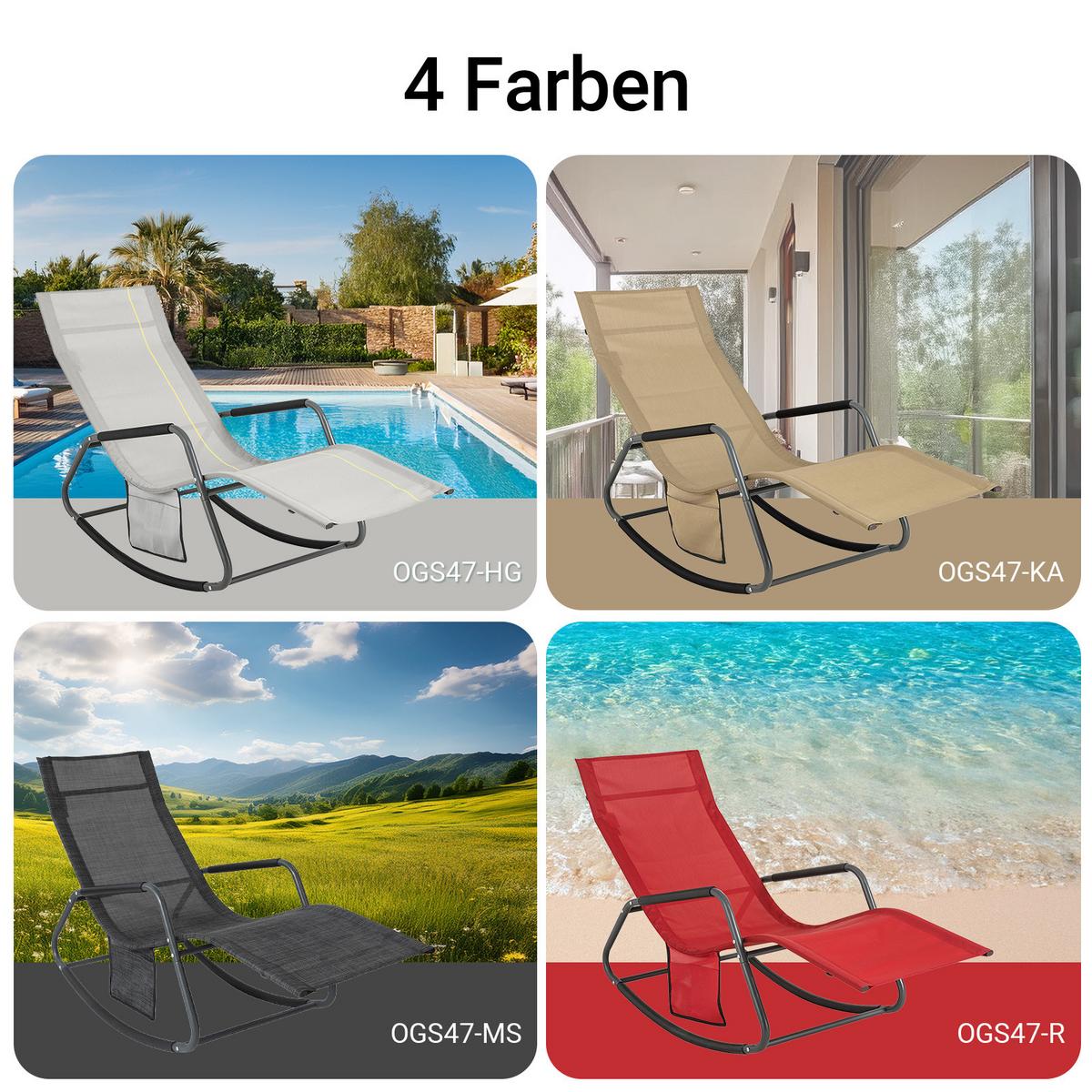 SONNENLIEGE Rot - Rot, Metall (145/85/57cm) - SoBuy