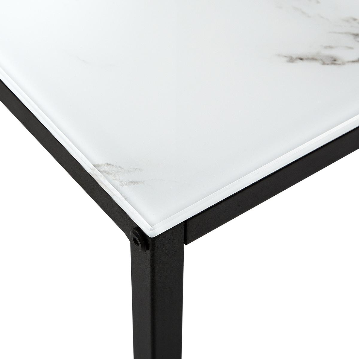 KONSOLENTISCH Marmor Optik weiß/schwarz Delano - Schwarz/Weiß, Glas (30/80/76cm) - Beliani