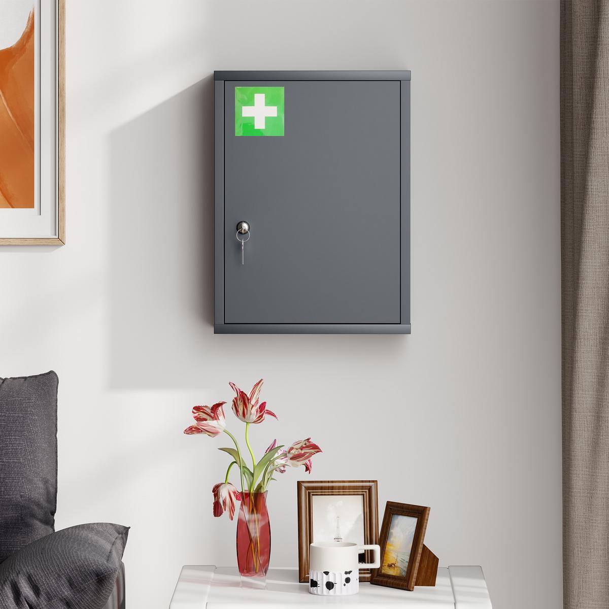 MEDIZINSCHRANK Kaltgewalzter Stahl Kohlegrau - Dunkelgrau, Metall (15/53.5/40cm) - Kleankin