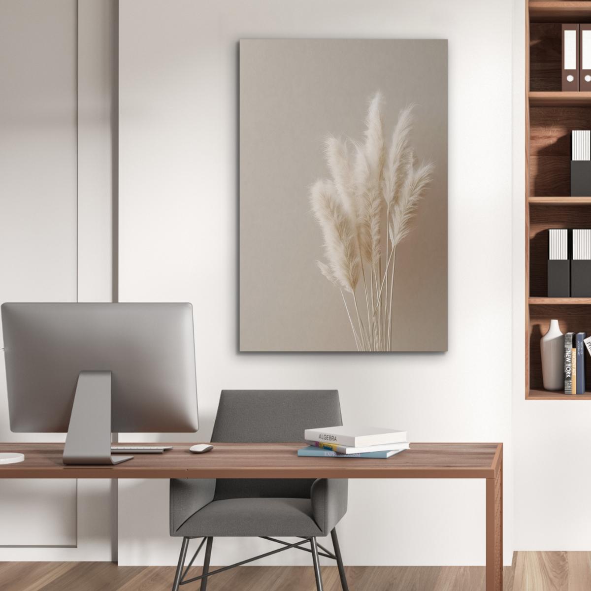 AKUSTIKBILD Pampasgras - Federn - Pastell - Weiß Wanddeko 70x100 cm - Naturfarben, Kunststoff (70/100/0.9cm) - MuchoWow