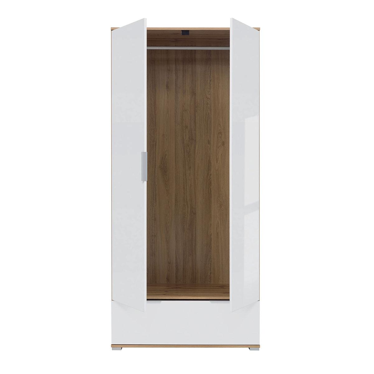 SCHRANK 2 Türen Selma Weiß und Holz - Weiß, Holzwerkstoff (90.5/195/56.5cm) - Petits-meubles