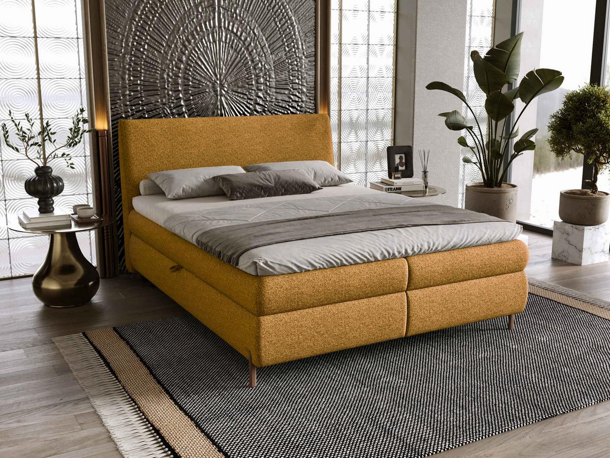 BOXBETT Evia - H3 - Braun, Holzwerkstoff/Textil (140/200cm) - MIRJAN24