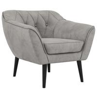 SESSEL PIRS - Hellgrau Velvet - Schwarze Beine - Hellgrau/Schwarz, Holzwerkstoff/Textil (80/75/74cm) - MKS