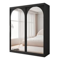 SCHWEBETÜRENSCHRANK CLARITY 2-türig 150/65/215 cm Schwarz / schwarze Griffe - Schwarz, Holzwerkstoff/Kunststoff (150/215/65cm) - Idohome
