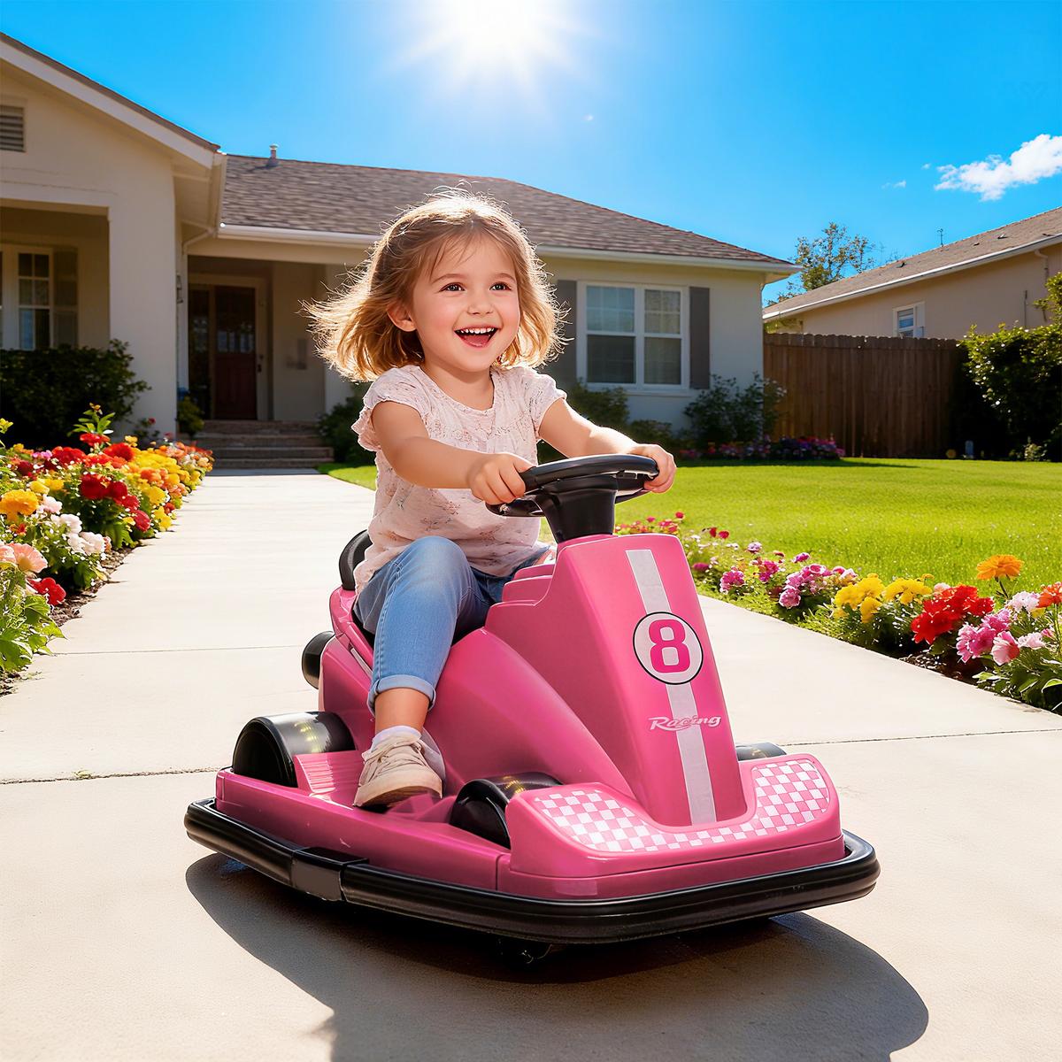 AUTOSCOOTER Metall Kunststoff Rosa - Dunkelrosa, Metall (74/53/48cm) - AIYAPLAY