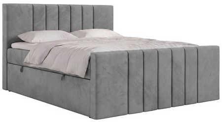 BOXBETT INERO DUO 180/200 - Hellgrau Velvet - Topper Visco - H4 - Hellgrau/Schwarz, Kunststoff/Textil (180/200cm) - MKS