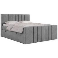 BOXBETT INERO DUO 200/200 - Hellgrau Velvet - Topper Visco - H3 - Hellgrau/Schwarz, Kunststoff/Textil (200/200cm) - MKS
