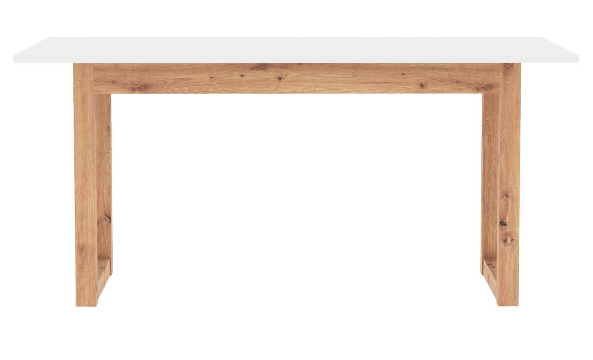 ESSTISCH weiß, Eiche Artisan 160/200 x 90cm, Küchentisch ausziehbar - Weiß/Eiche Artisan, Holzwerkstoff (90/160/75cm) - Furn.Design