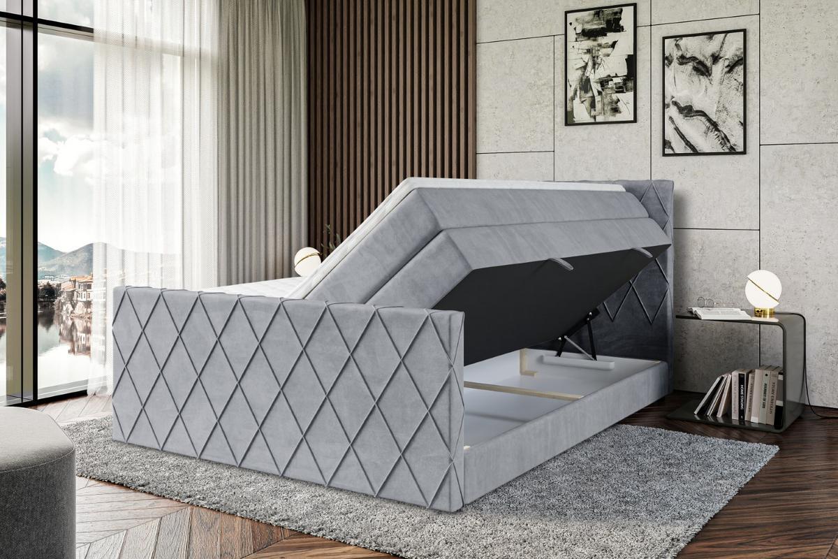 BOXSPRINGBETT LEPARO-Z KING - 120 x 200 - H3/H4 - Grau - Grau, Holzwerkstoff (120/200cm) - ALTDECOR