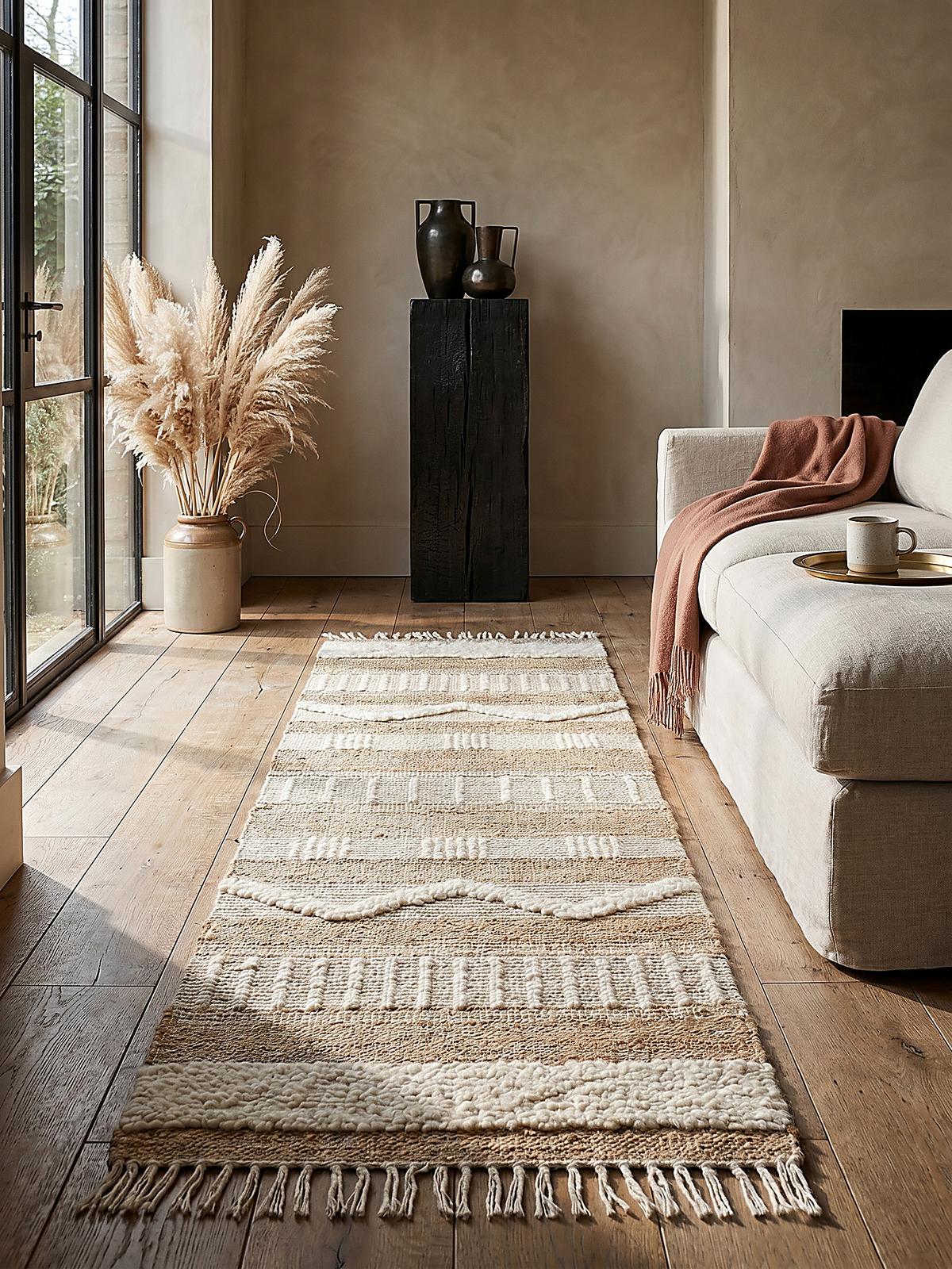 TEPPICH aus Jute handgewebt WHARFE in Braun-Beige, geometrisch, 60 x 230 cm - Braun, Textil (230/60cm) - KADIMA DESIGN