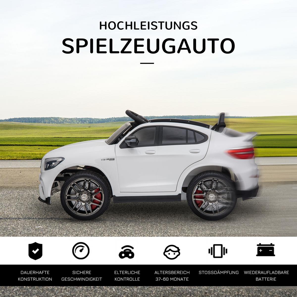 KINDERFAHRZEUG Fernbedienung Elektroauto Mercedes-Benz MP3 37-60 Monate 2 Farben - Weiß, Kunststoff (115/70/55cm) - HOMCOM