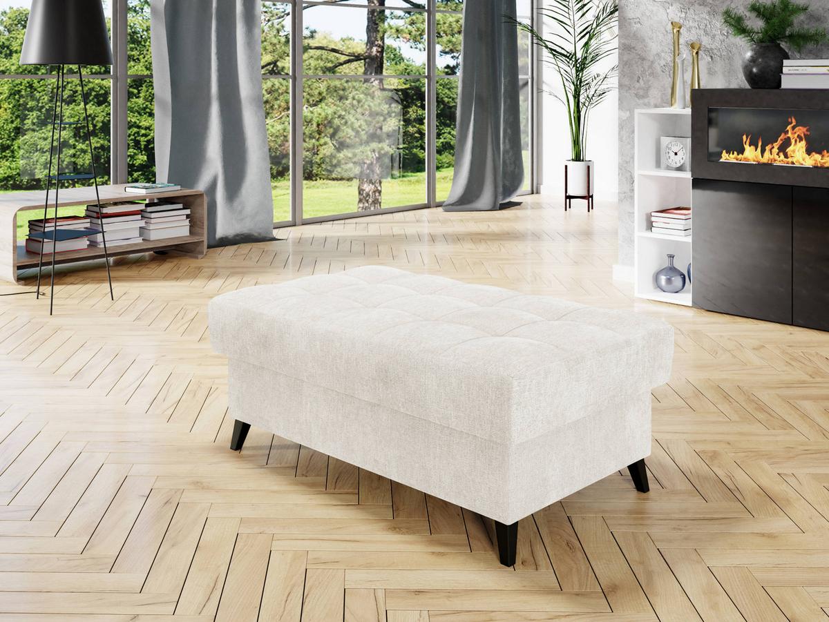 POLSTERHOCKER Nord - Perlmutt/Schwarz, Holz/Textil (106/44/67cm) - MIRJAN24