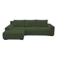 ECKSOFA Ovia mit Bettkasten und Schlaffunktion, Bouclé-Stoff in L-Form - Grün, Textil (270/185cm)