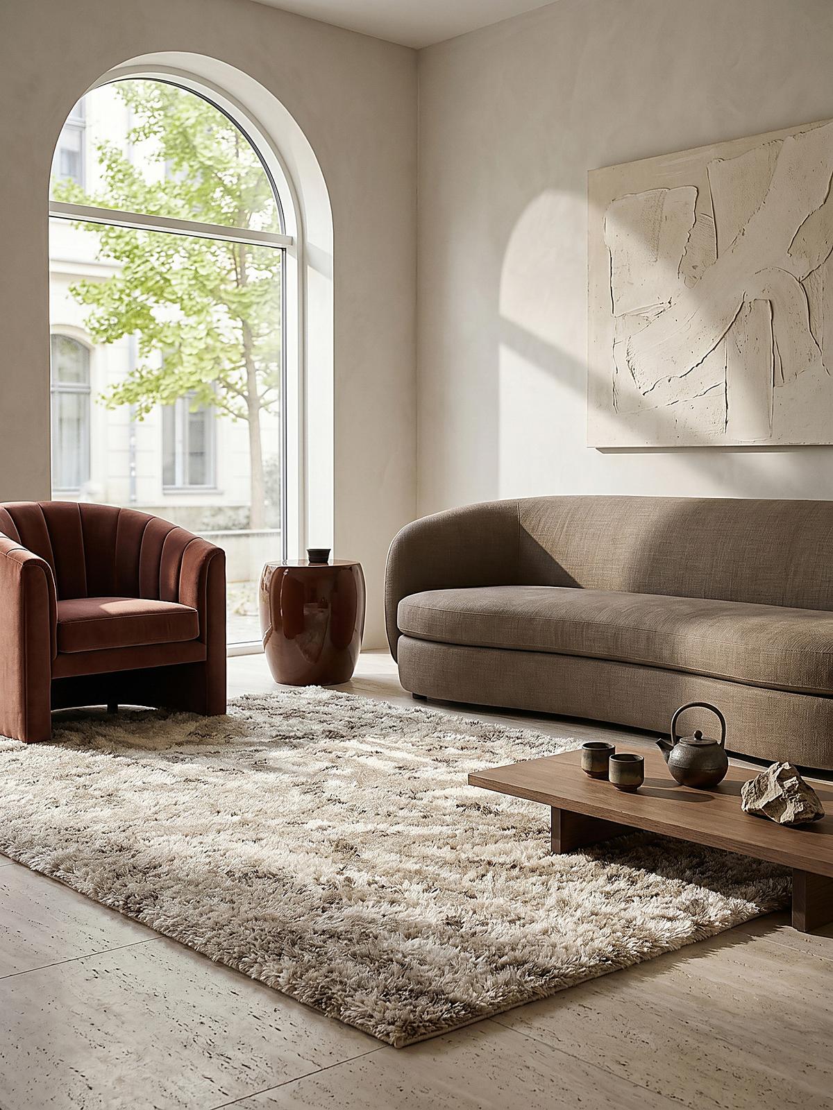 HOCHFLORTEPPICH DOVEL, abstrakt, Natur, 80 x 150 cm - Beige, Textil (150/80cm) - KADIMA DESIGN