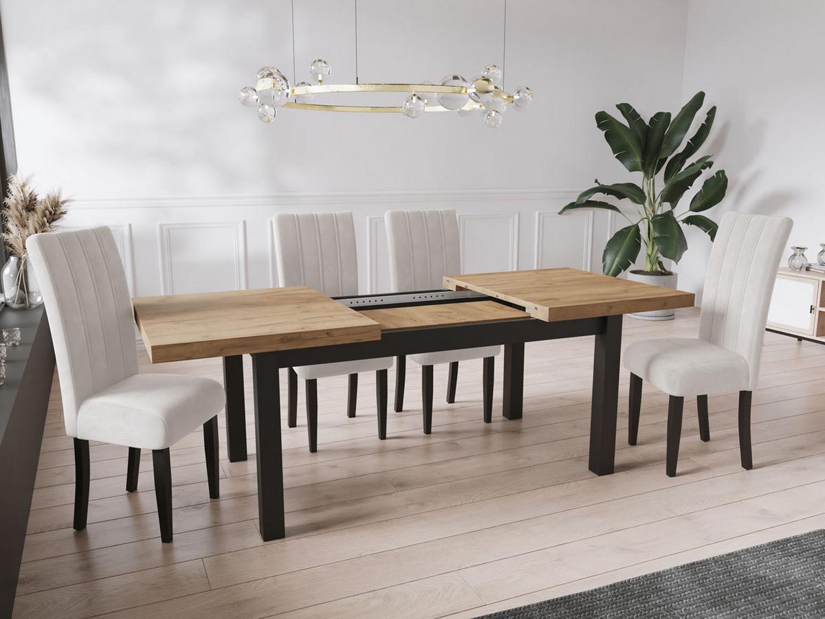 ESSTISCH Gemini rechteckig ausziehbar, Wotan Eiche 120-160/80/78 cm - Eiche Wotan/Schwarz, Holz/Holzwerkstoff (80/160/78cm) - WFL GROUP