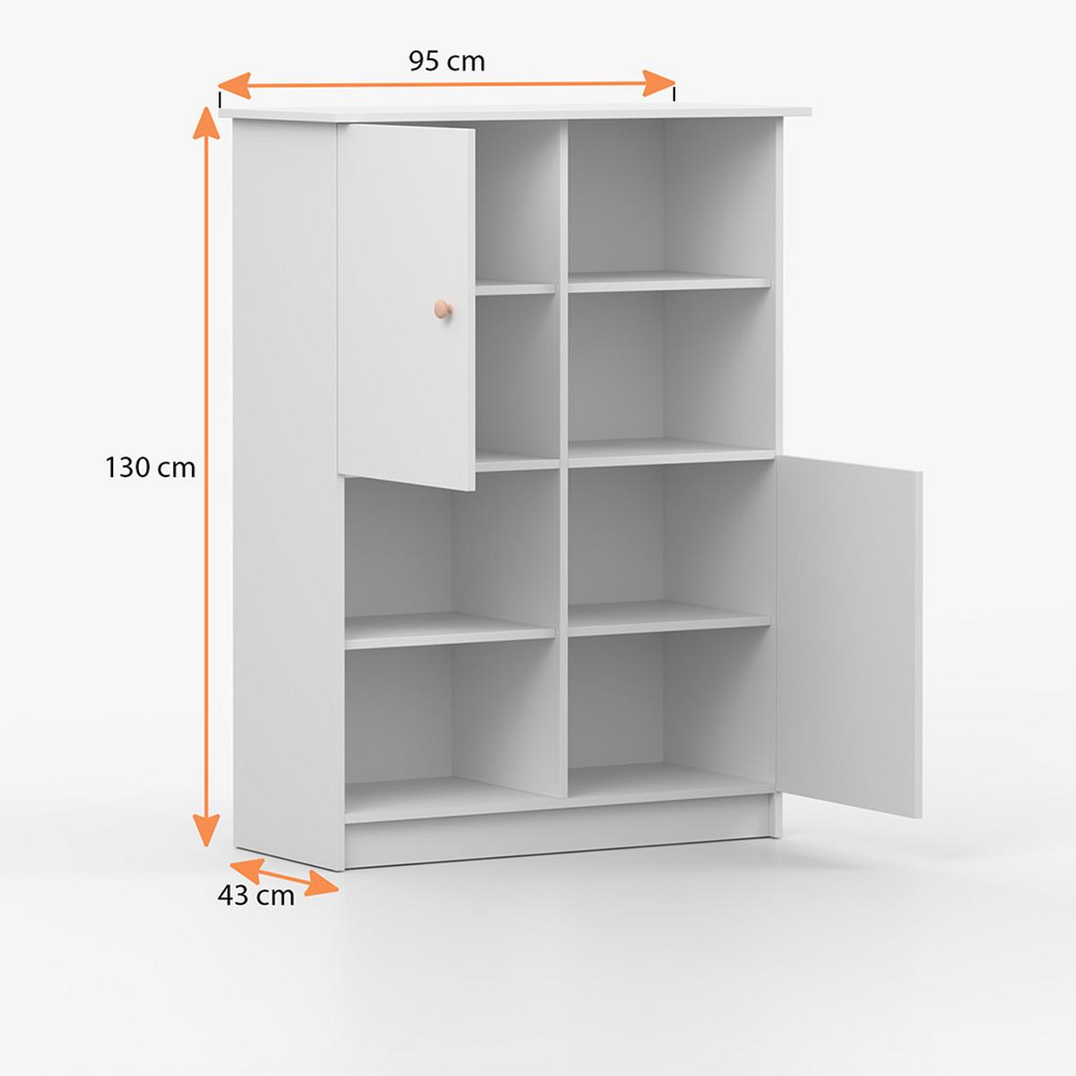 REGAL OLAF I 95cm/130cm/43cm Weiß, Griff Rosa - Weiß/Rosa, Holzwerkstoff/Metall (95/130/43cm) - imoebel24