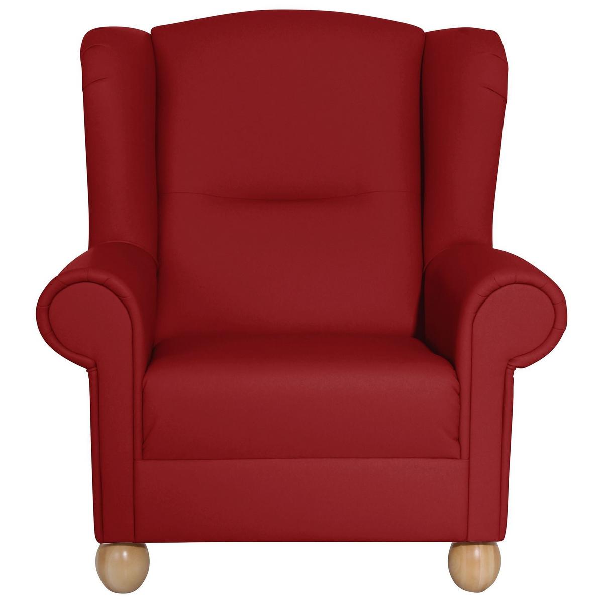 OHRENBACKENSESSEL Kasha Bezug Kunstleder Buche natur / chilli - Rot/Buchefarben, Kunststoff (93/103/87cm) - 58aufmkessel