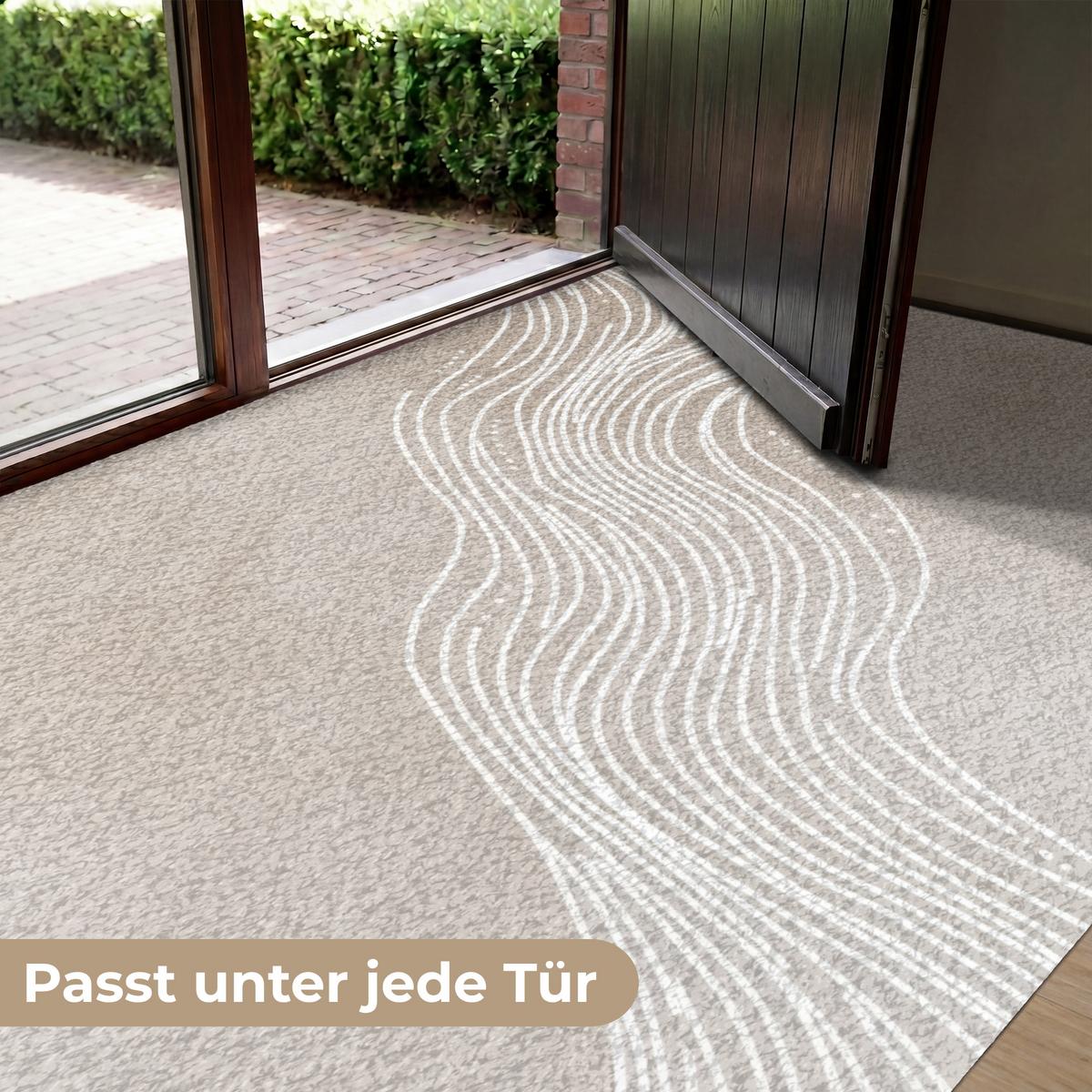FUSSMATTE Wellenlinien - Fließend - Sandfarben Fußabtreter 180x120 cm - Beige, Kunststoff (180/0.4cm) - MuchoWow
