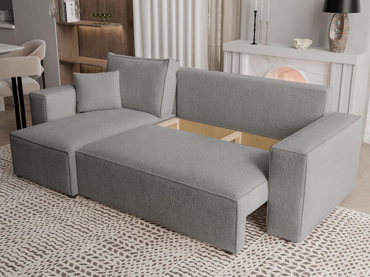 ECKSOFA Adara Mit Schlaffunktion - Grau, Holzwerkstoff/Textil (244/145cm) - Fun Möbel