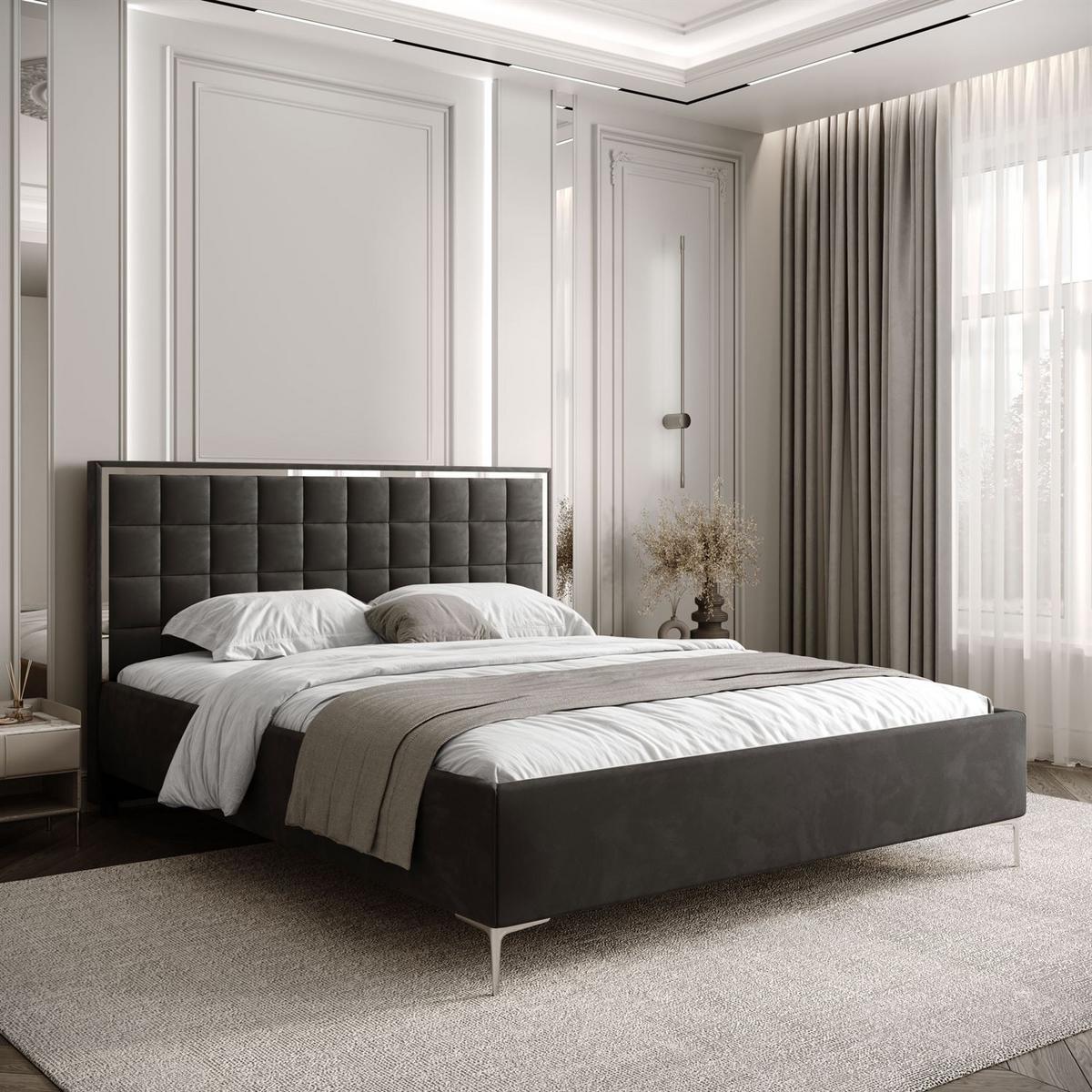 POLSTERBETT ISADORA SILVER mit Bettkasten 180x200 cm Royal Velvet 185 - Graphitfarben, Textil - Lookway