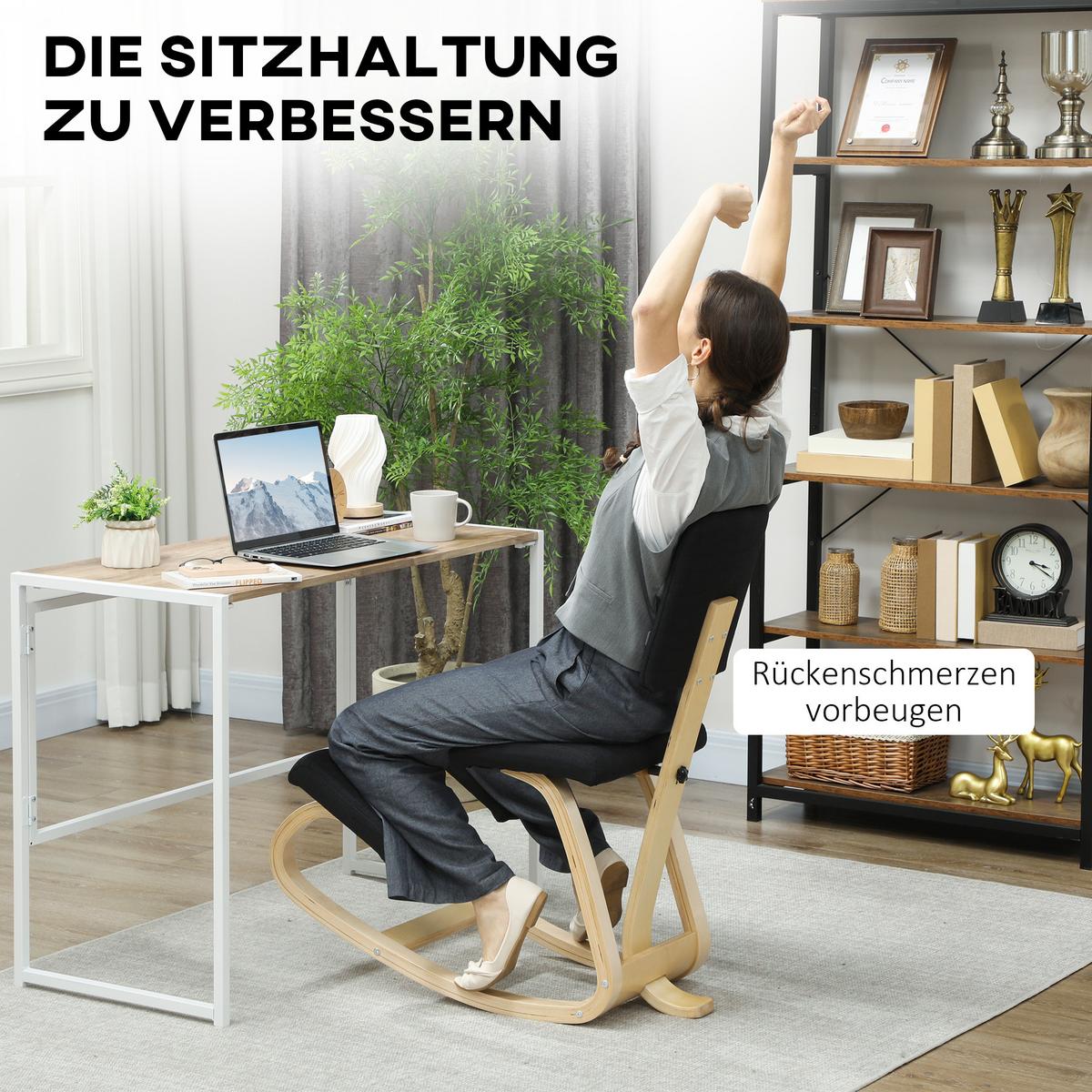 KNIEBANK lackiert Schwarz 84/51/93 cm - Schwarz, Holz (51/93/84cm) - HOMCOM