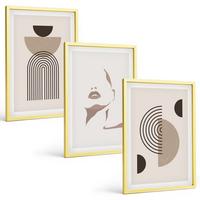 BILDER SET 3er Set - 40x60 cm Goldrahmen - Abstrakte Formen und Gesicht - Goldfarben, Kunststoff (40/60cm) - TULUP
