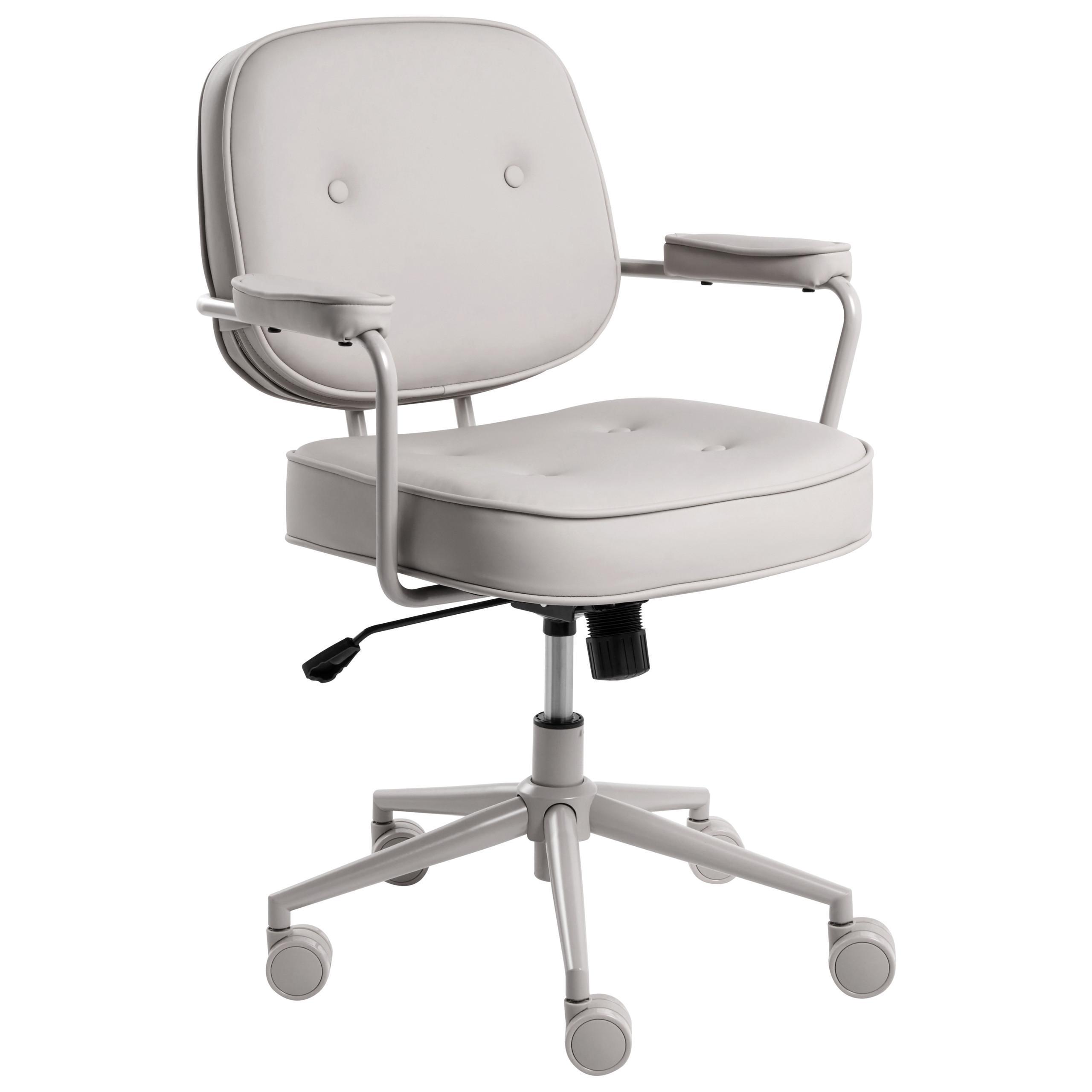 SCHREIBTISCHSTUHL Kunstleder Grau Paramus - Taupe, Kunststoff (60/81/65cm) - Beliani