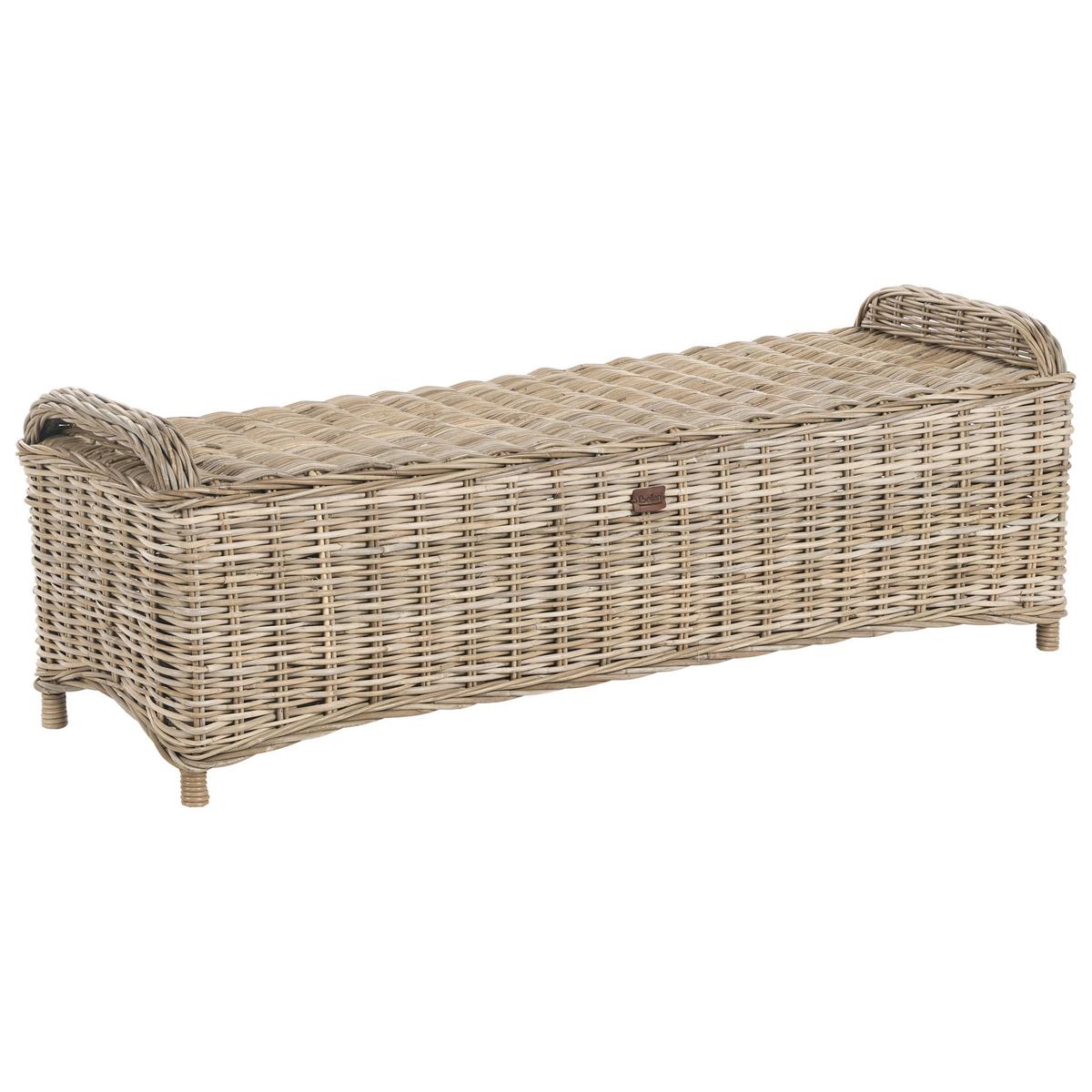 GARTEN 2-Sitzer OTTOMANE Naturfarben Susua - Naturfarben/Weiß, Naturmaterialien (140/49/47cm) - Beliani
