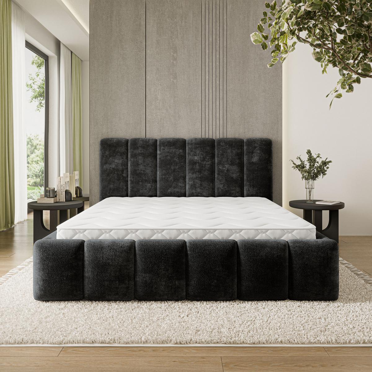 POLSTERBETT ATTORA LM 160x200 cm mit Bettkästen - Schwarz - Schwarz, Holz (160/200cm) - MASSENO