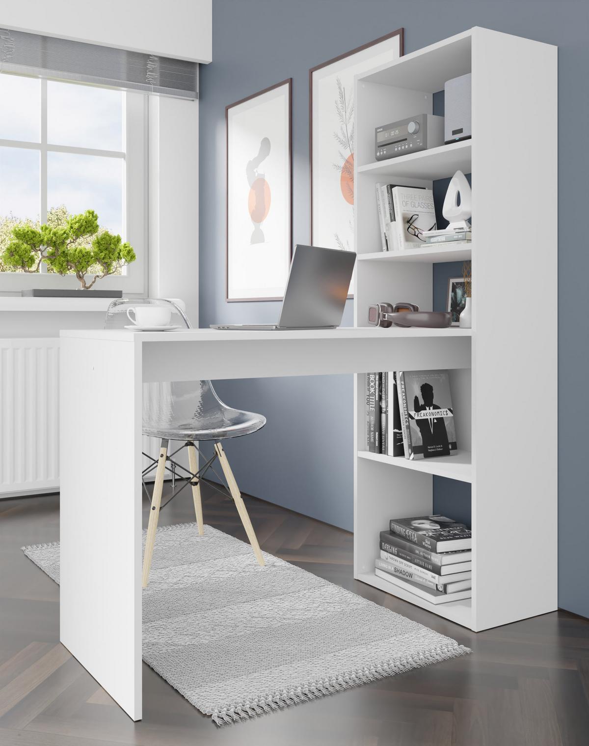 SCHREIBTISCH Weiß 50/150/120 - Weiß, Holzwerkstoff (90/50/150cm) - RAUMHIRSCH FURNITURE