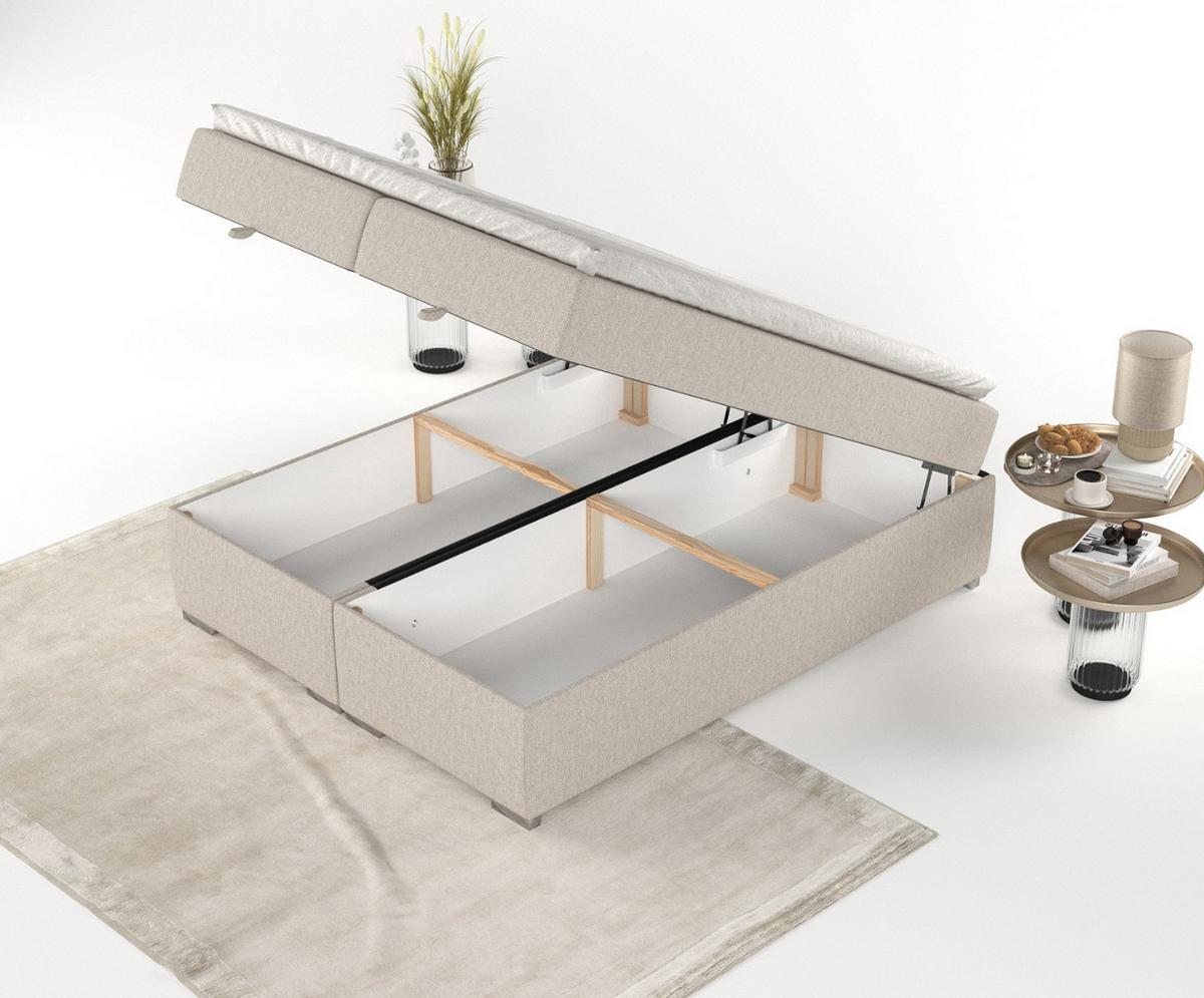 BOXBETT Reto 120/200 cm Hellbeige im Megan Stoff - Sandfarben/Chromfarben, Holz/Holzwerkstoff (120/200cm) - AltaBeds