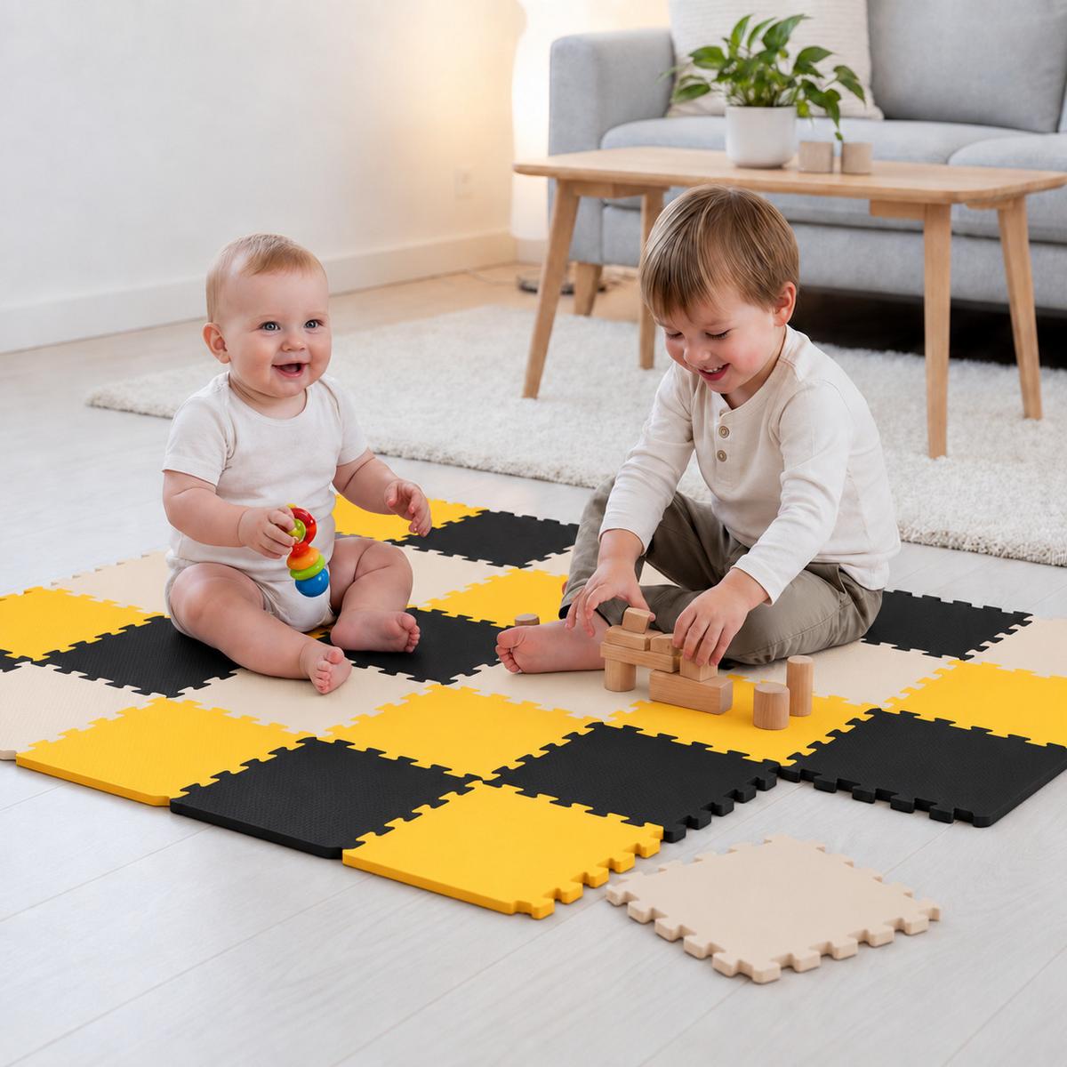 SPIELMATTE ab Null - 270/90 cm Puzzlematte Schwarz - Multicolor, Kunststoff (30/30cm) - Littletom