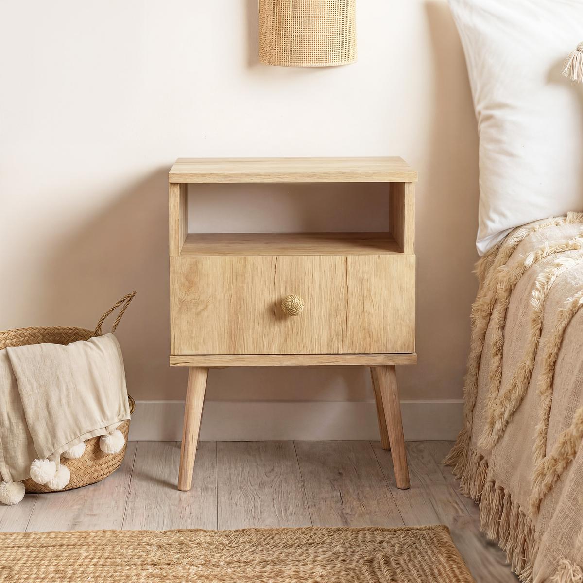 NACHTSCHRANK VALERIO 44/31/56 cm Craft-Eiche - Beige, Naturmaterialien/Holzwerkstoff (44/55.5/31cm) - Idohome