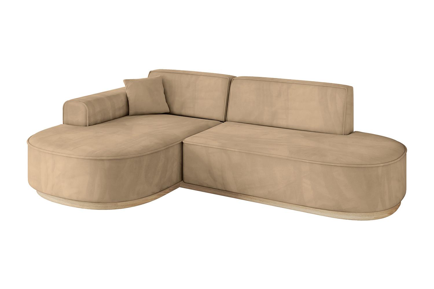 ECKSOFA Ottomane Links MARI-L1-v1 - 243x171x83 cm Taupe Velours - Taupe, Holzwerkstoff/Textil (243/171cm) - ALTDECOR